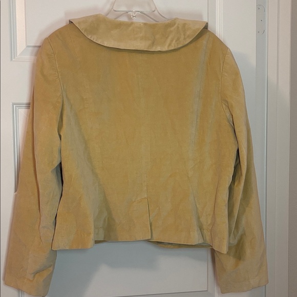 Metrostyle Butter Yellow Ruffle Lapel Blazer SZ 20 fully lined 100% Cotton NWOT - Picture 2 of 11